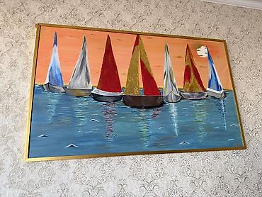 sekillər: Ketan üzerinde rengli boya ile işlənmiş el işi tablo satilir.150×90 — 1