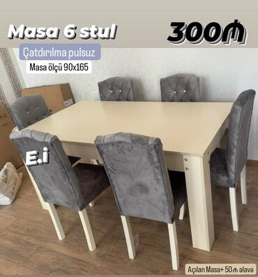 konfort mebel: *Masa dəsti / Masa 6 stul 300Azn💥* ✔️Rəng seçimi var ✔️ *Şəhər daxili