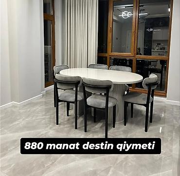 l masalar: Qonaq otağı üçün, Yeni, Açılmayan, Oval masa, 6 stul — 1