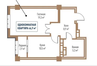 золотые пески: 1 комната, 47 м², Элитка, 5 этаж, ПСО (под самоотделку)