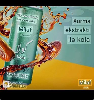 gaz: Milaf Cola – xurma ekstraktlı, əlavə şəkərsiz sərinləşdirici içki.1.50 — 1