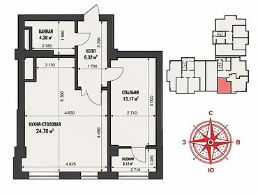 capstroy: Студия, 52 м², Технопарк Элитка, 11 этаж, Евроремонт — 2