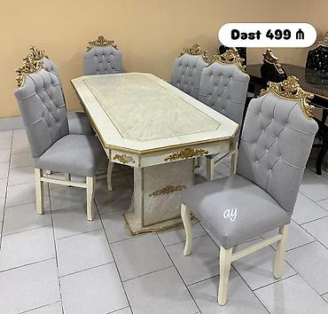 oturacaq: Qonaq otağı üçün, Yeni, Açılmayan, Dördbucaq masa, 6 stul — 2