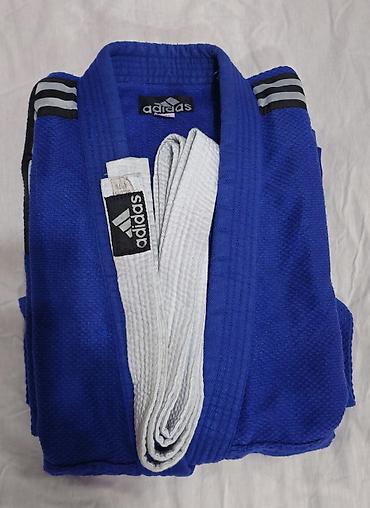 воротник: Мужской спортивный костюм, Adidas, цвет - Голубой — 1