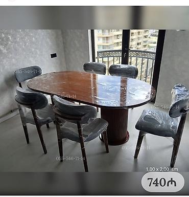 Oval formalı yemək masasının dəsti - Komplekt: 1 ədəd oval masa + 6