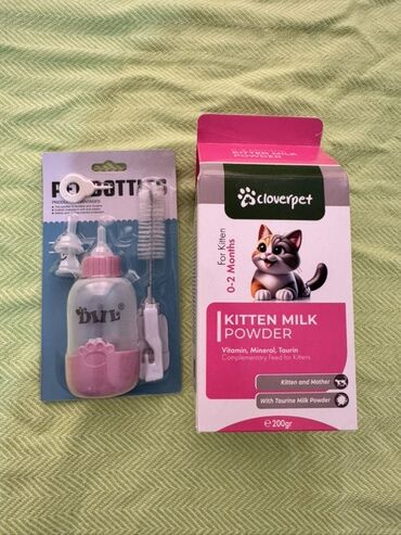 pişik cutləşdirilir: Pişik balaları üçün Cloverpet süd tozu və qidalandırma şüşəsi dəsti