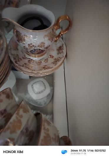 vanna dəsti: Çay dəsti, rəng - Qızılı, Farfor — 1