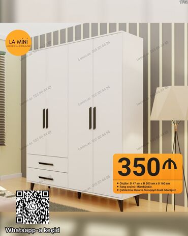 Açılan, 4 qapılı Düz dolab, Qarderob, paltar dolabı