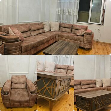 Kreslolar: İşlənmiş, Divan, 2 kreslo, Açılan