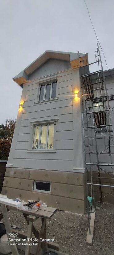 Фасадные работы: Ремонт фасада, Утепление фасада, Фасадный декор | Рамки, Балясины | Жидкий травертин, Сухой травертин | Пенопласт, Пенополистирол, Термопанели 3-5 лет опыта — 9