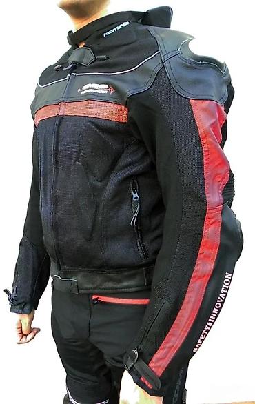 Sportska odeća: Moto jakna leather mesh titanium crno crvena Vrhunska jakna za motor — 4