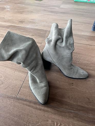 bearpaw cizme: Ženske čizme do kolena – sivkasto-bež antilop - Materijal: mekani — 5