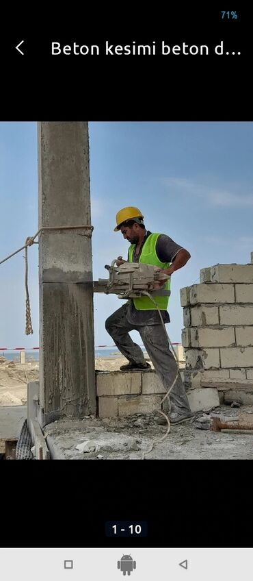 Tikinti işləri: Beton kəsmə ve desme xidməti. Beton kəsmə və desme isderi görürük — 15