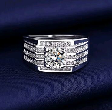 srebrne torbice svecane: Men's ring, Material: Cubic zirconia