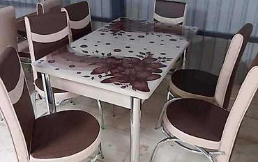 Setovi stolova i stolica: Trpezarijski set – sto sa staklenom pločom i 6 stolica - Dizajn — 3