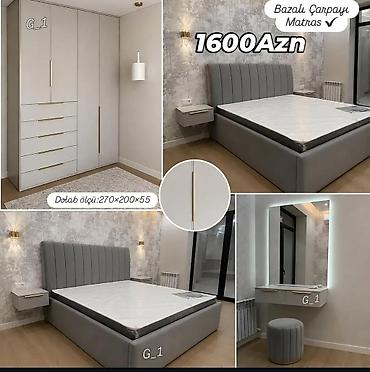 mini led: Yataq otağı dəsti – müasir dizayn Tərkibi: - Bazalı çarpayı + matras — 1