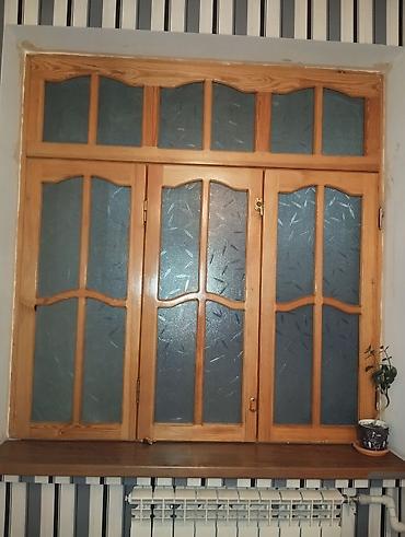 alca agaci: Taxta çərçivəli, dekorativ şüşəli pəncərə dəsti - Material: təbii — 1