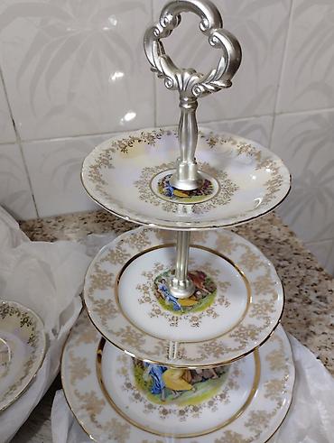 Блюдо для тортов и сладостей, цвет - Белый, Фарфор — 2