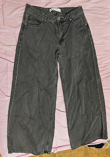 sako i sorc: Bershka široke farmerke – tamnosive crne - Model: wide leg, ravnog i — 1