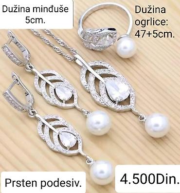 blackpink stvari: Posrebreni komplet nakita sa žigom S925 od hirurskog čelika . Bela — 1