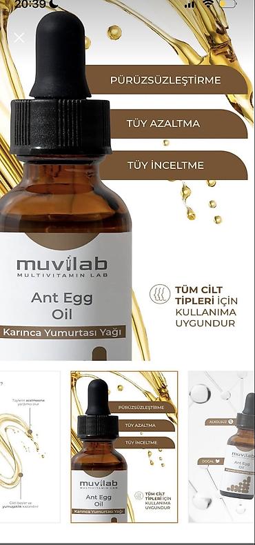 Muvilab Ant Egg Oil – Karınca Yumurta Yağı - Məhsul növü: yağlı