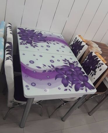 Masalar: Mətbəx üçün, Yeni, Açılan, Dördbucaq masa, 4 stul