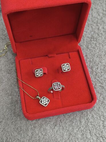 Наборы украшений: Комплект ювелирных украшений из серебра напыления жёлтое золото с — 8