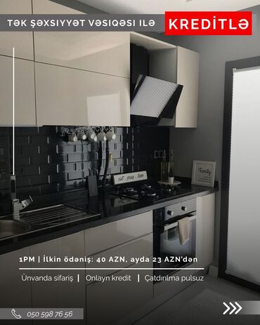 Sifarişlə mətbəx mebeli: Sifarişlə mətbəx dəsti, Özü çəkən petlələr, Sadə laminat, Kredit var, Pulsuz çatdırılma — 7