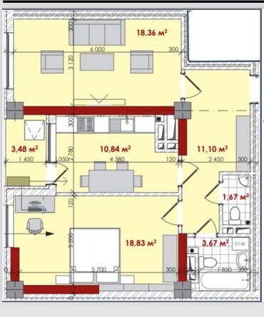 би групп лтд: 2 комнаты, 68 м², Элитка, 13 этаж, ПСО (под самоотделку)