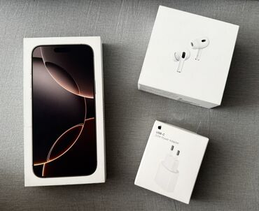Apple iPhone: IPhone 16 Pro Max, Б/у, 256 ГБ, Desert Titanium, Наушники, Зарядное устройство, Защитное стекло, 98 %