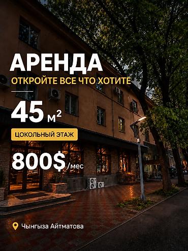 Аренда коммерческой недвижимости: 45 м² на первой линии пр. Чынгыза Айтматова цокольный этаж, свободная — 1