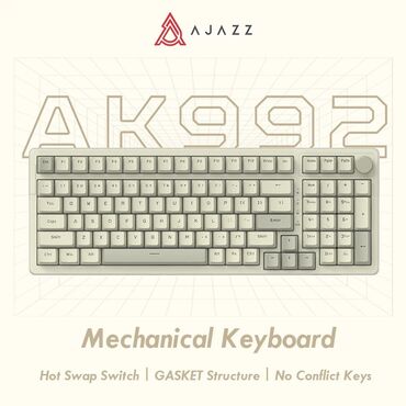 компьютерные мыши upcase: Клавиатура, Ajazz, Механикалык, Зымдуу туташтыруу, Өлчөмү: 100%