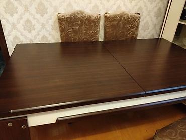 cerez: Yığılıb-açılan qonaq masası - Material: tünd qoz rəngli MDF/laminat — 1