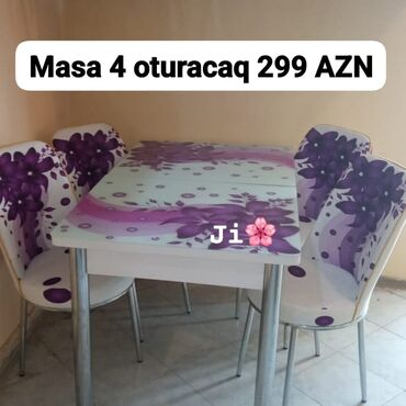 Masa və oturacaq dəstləri: Mətbəx üçün, Yeni, Açılan, Dördbucaq masa, 4 stul