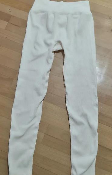 Helanke, biciklistički šortsevi: Ženske rebraste helanke – belo - Model sa V/“crossover” pojasom — 13