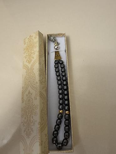 Bijuteriya: Hematit tespih – hədiyyə qutusunda - Material: parlaq qara-boz — 1