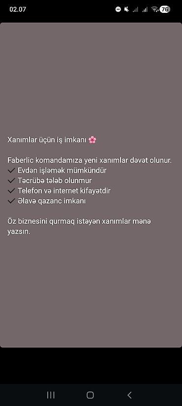 lalafo is elanlari daye: Xanımlar üçün Faberlic komandasında iş imkanı - Güclü komandaya — 2