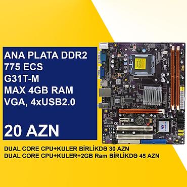 Ana platalar: Kompüter üçün Ana Platalar ⭐DDR2 LGA 775 ECS G31T-M (İdeal, 2 Ram — 12
