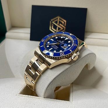meta eynək: Rolex Submariner Date – 18 kt sarı qızıl, mavi siferblat və bezel — 1
