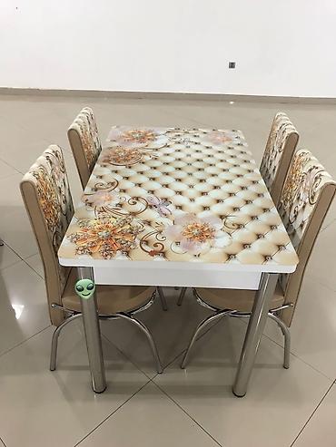 stul ustu: Mətbəx üçün, Yeni, Dördbucaq masa, 4 stul — 1