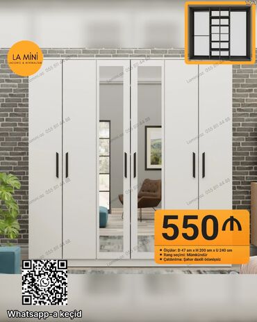 Divanlar: Açılan, 6 qapı Düz dolab, Qarderob, paltar dolabı