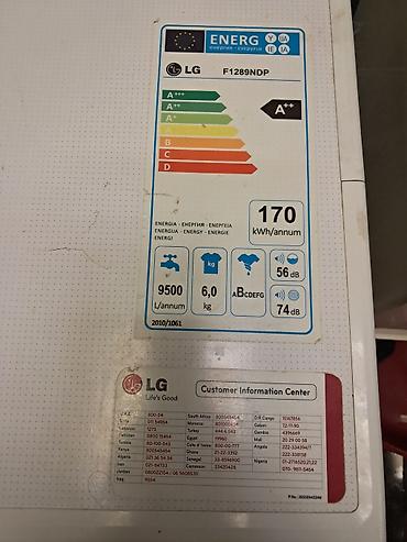 a20 s ekran: LG paltaryuyan maşın – model F1289NDP - Yükləmə: 6 kq - Enerji sinfi — 2