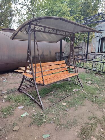 Садовые качели: Садовые качели Металл, Со спинкой, С крышей — 7