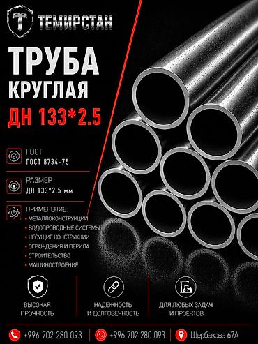 Металлопрокат: круглые трубы, Сталь, Без покрытия, В розницу, Новый, Бесплатная доставка, Резка