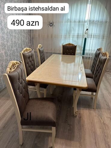 Комплекты столов и стульев: Для гостиной, Новый, 6 стульев