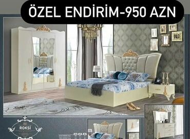 Yataq otağı dəstləri: İkinəfərlik çarpayı, Dolab, Termo, 2 tumba, Azərbaycan, Yeni — 9