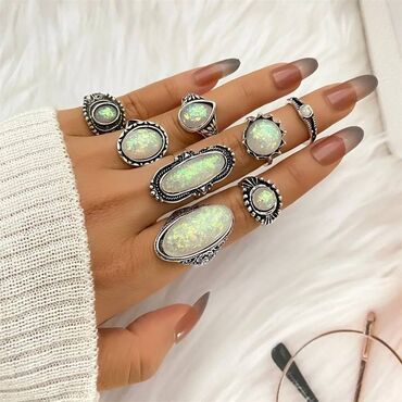 помолвочное кольцо: Набор колец IFMIA в винтажном стиле, цвет под античное серебро, яркий