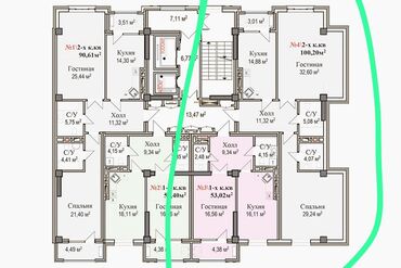 южный берег: 2 комнаты, 100 м², Элитка, 5 этаж, ПСО (под самоотделку)