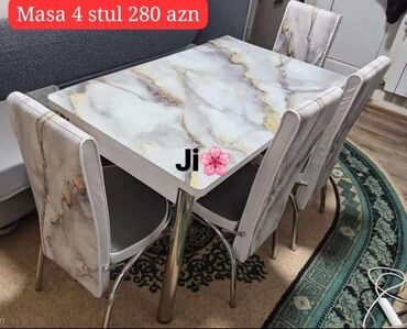 Masa və oturacaq dəstləri: Mətbəx üçün, Yeni, Açılan, Dördbucaq masa, 4 stul — 10