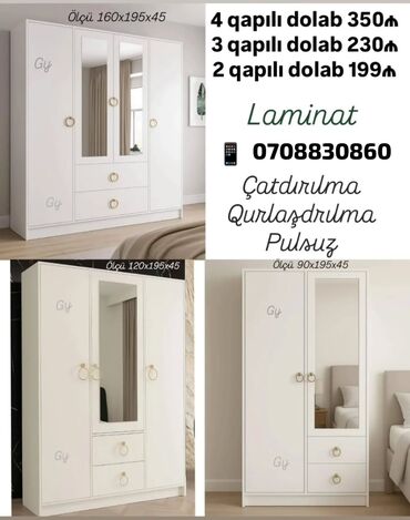 Masa və oturacaq dəstləri: Açılan, Düz dolab, Qarderob, paltar dolabı